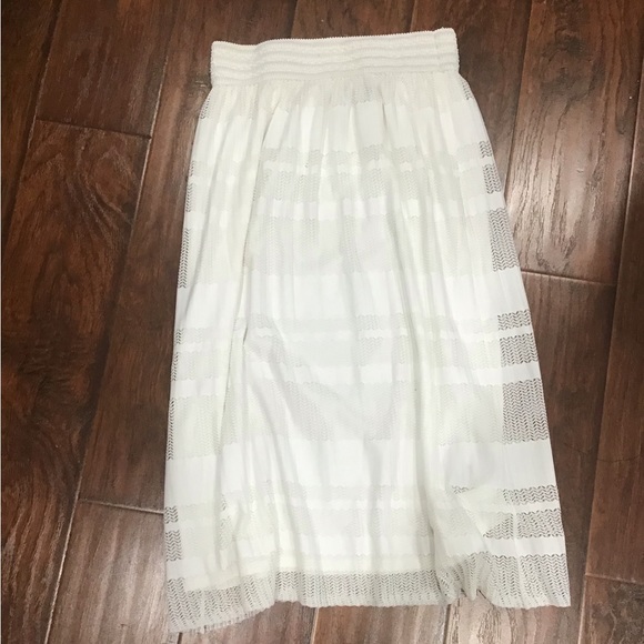 White Adiva Midi Chevron Lace Skirt - Picture 6 of 9